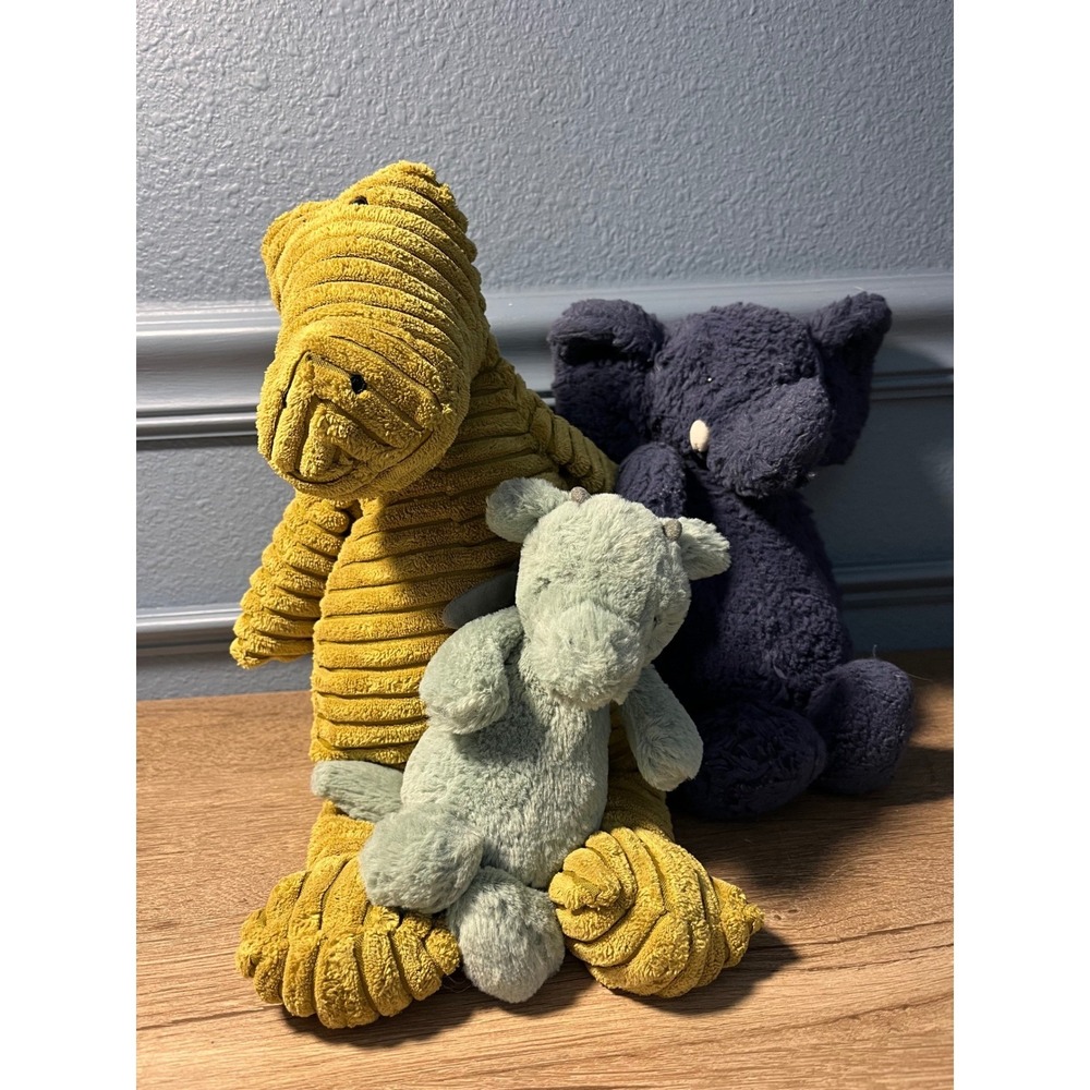 Jellycats London Plush Toys Set Dinosaur Elephant Dragon Corduroy Soft